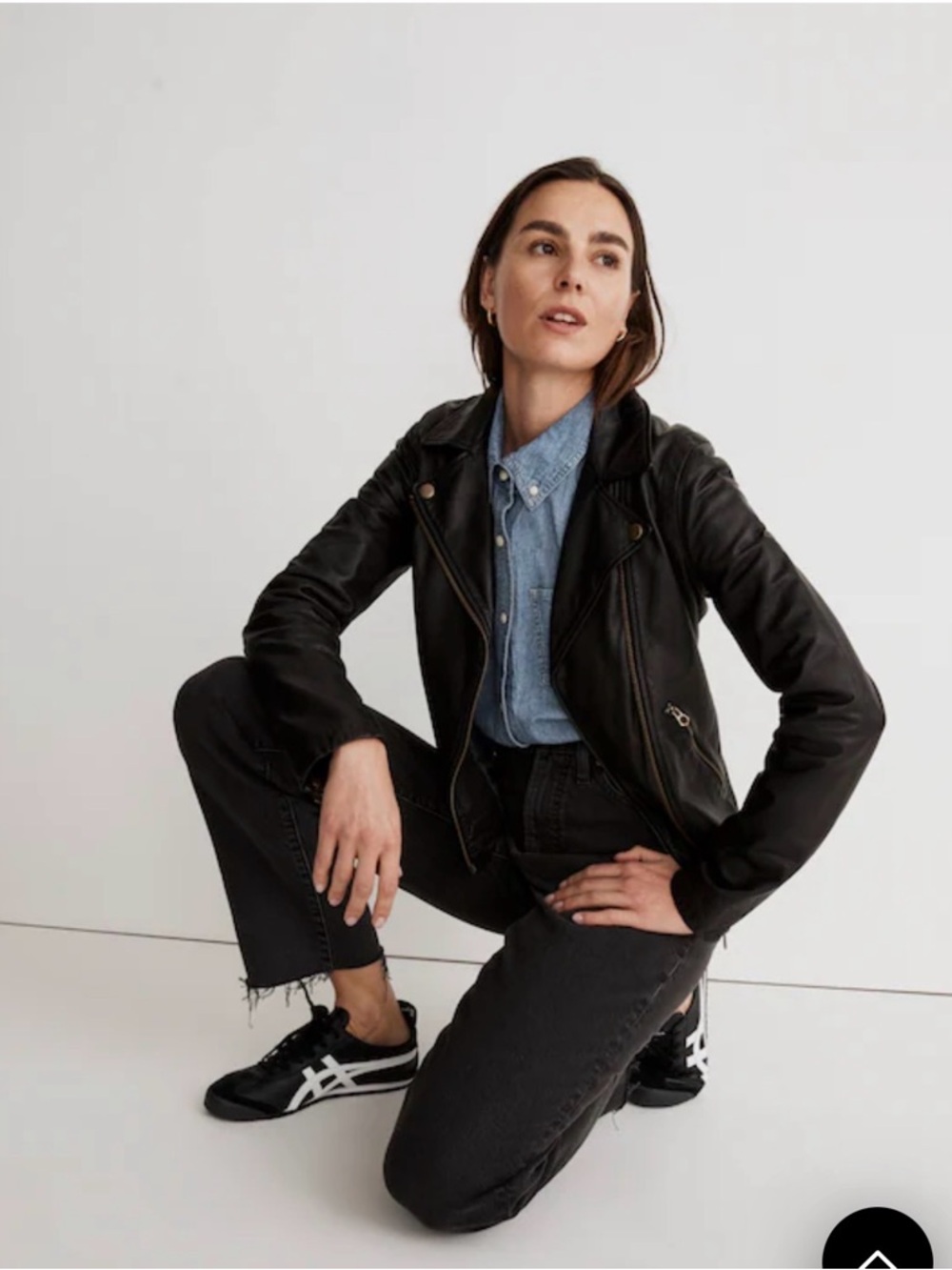 NWOT Madewell Black Washed Leather Motorcycle Jacket: Brass Hardware Edition - Picture 3 of 7